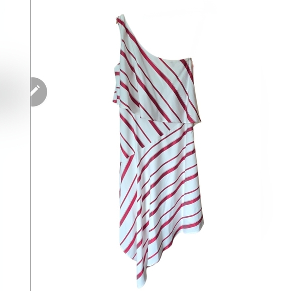 Banana Republic Asymmetrical One Shoulder Layered Striped Dress- Size 8 - Picture 3 of 6